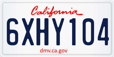 CA license plate 6XHY104