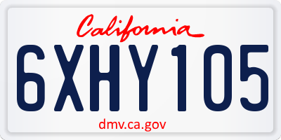 CA license plate 6XHY105