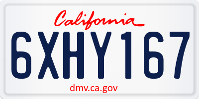 CA license plate 6XHY167