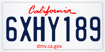 CA license plate 6XHY189