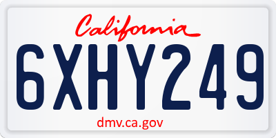 CA license plate 6XHY249