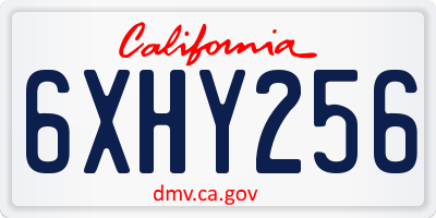 CA license plate 6XHY256
