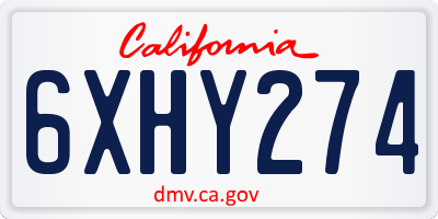 CA license plate 6XHY274