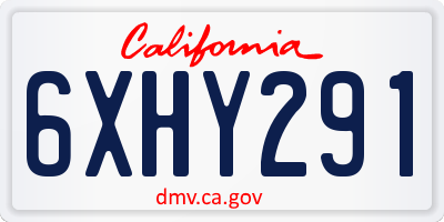 CA license plate 6XHY291