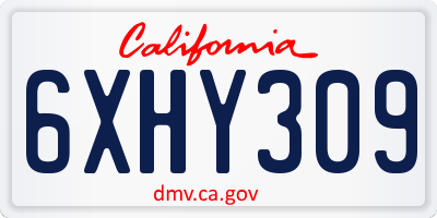 CA license plate 6XHY309