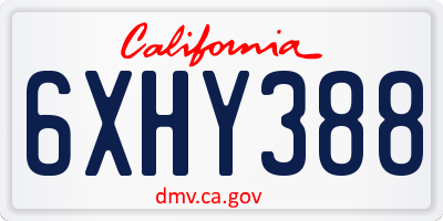 CA license plate 6XHY388