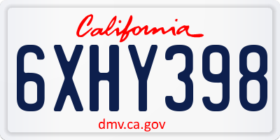 CA license plate 6XHY398