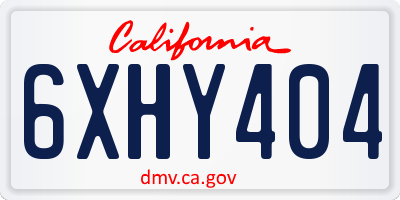 CA license plate 6XHY404