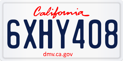 CA license plate 6XHY408