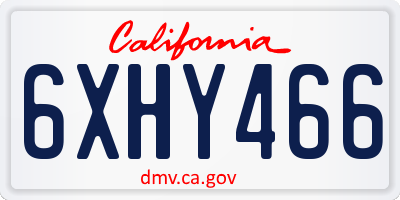 CA license plate 6XHY466