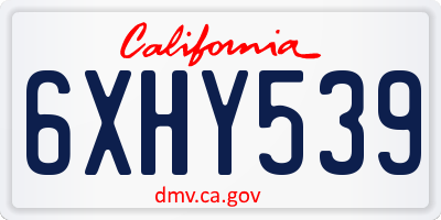 CA license plate 6XHY539