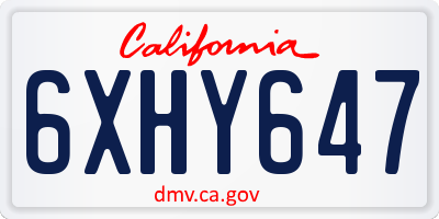 CA license plate 6XHY647