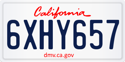 CA license plate 6XHY657