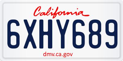 CA license plate 6XHY689