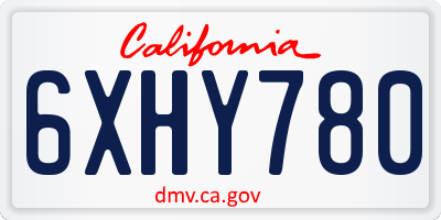 CA license plate 6XHY780
