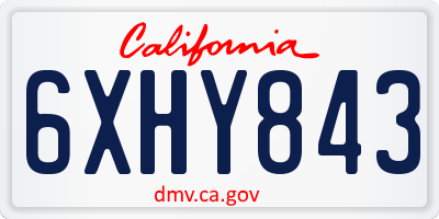 CA license plate 6XHY843
