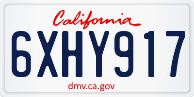CA license plate 6XHY917