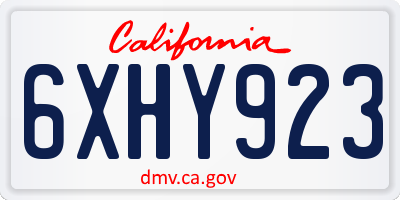 CA license plate 6XHY923