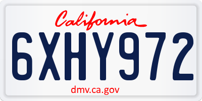 CA license plate 6XHY972