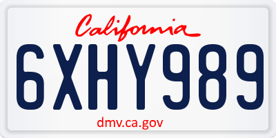CA license plate 6XHY989