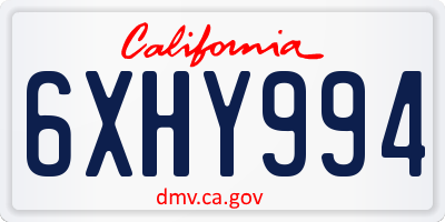 CA license plate 6XHY994