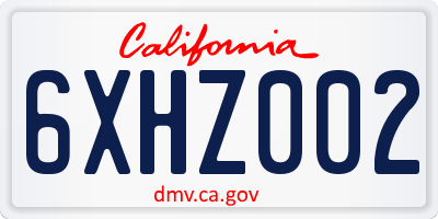 CA license plate 6XHZ002