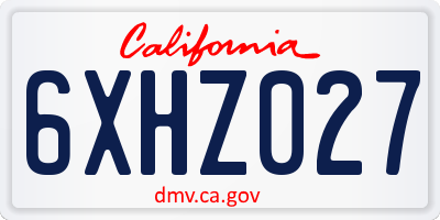 CA license plate 6XHZ027