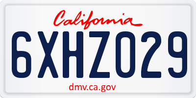 CA license plate 6XHZ029