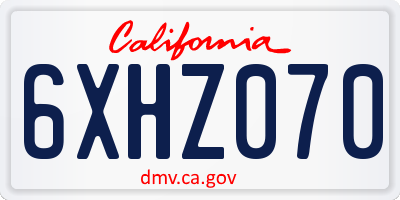 CA license plate 6XHZ070