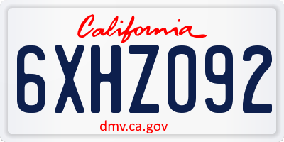 CA license plate 6XHZ092