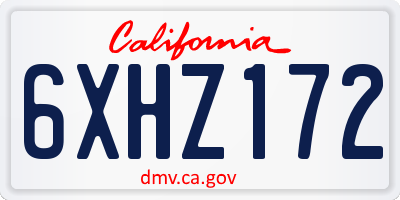 CA license plate 6XHZ172