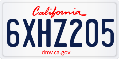 CA license plate 6XHZ205