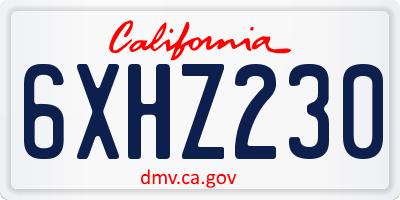 CA license plate 6XHZ230