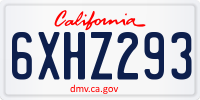 CA license plate 6XHZ293