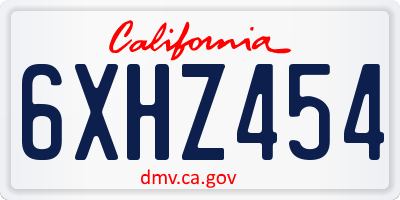 CA license plate 6XHZ454