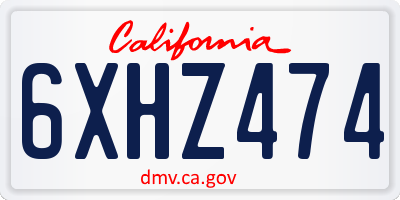 CA license plate 6XHZ474