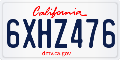 CA license plate 6XHZ476