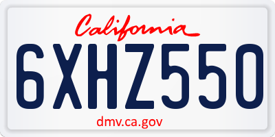 CA license plate 6XHZ550