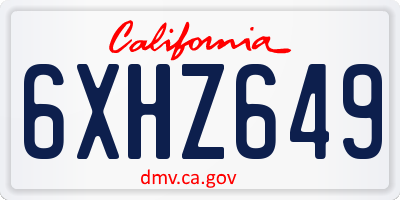 CA license plate 6XHZ649