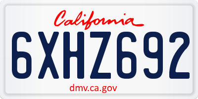 CA license plate 6XHZ692