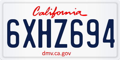 CA license plate 6XHZ694