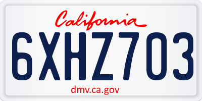 CA license plate 6XHZ703