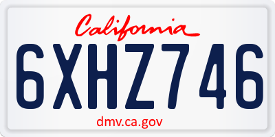 CA license plate 6XHZ746