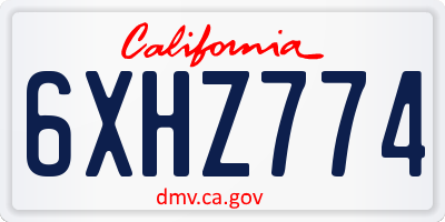 CA license plate 6XHZ774