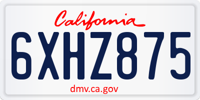 CA license plate 6XHZ875
