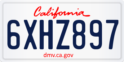 CA license plate 6XHZ897