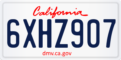 CA license plate 6XHZ907