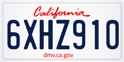 CA license plate 6XHZ910