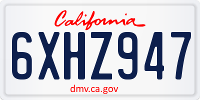 CA license plate 6XHZ947