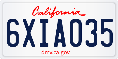 CA license plate 6XIA035